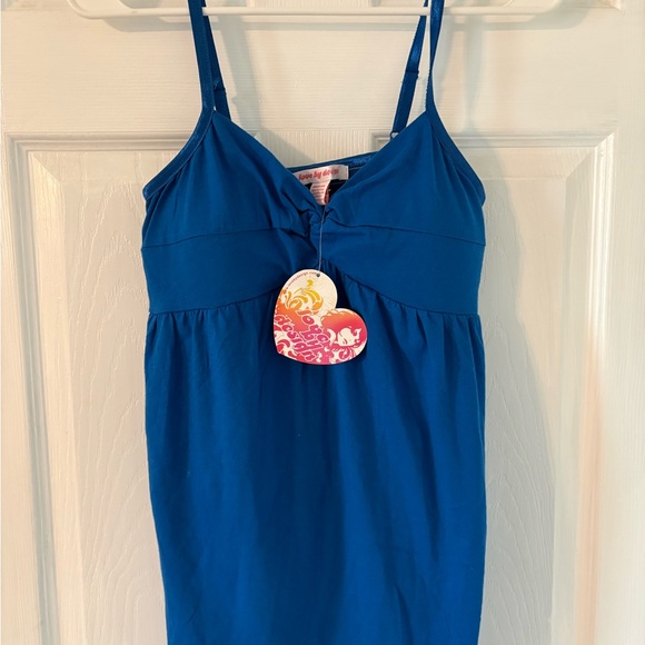Blue Babydoll Tank Top Adjustable Straps Empire Waist NWT Medium - Picture 2 of 6